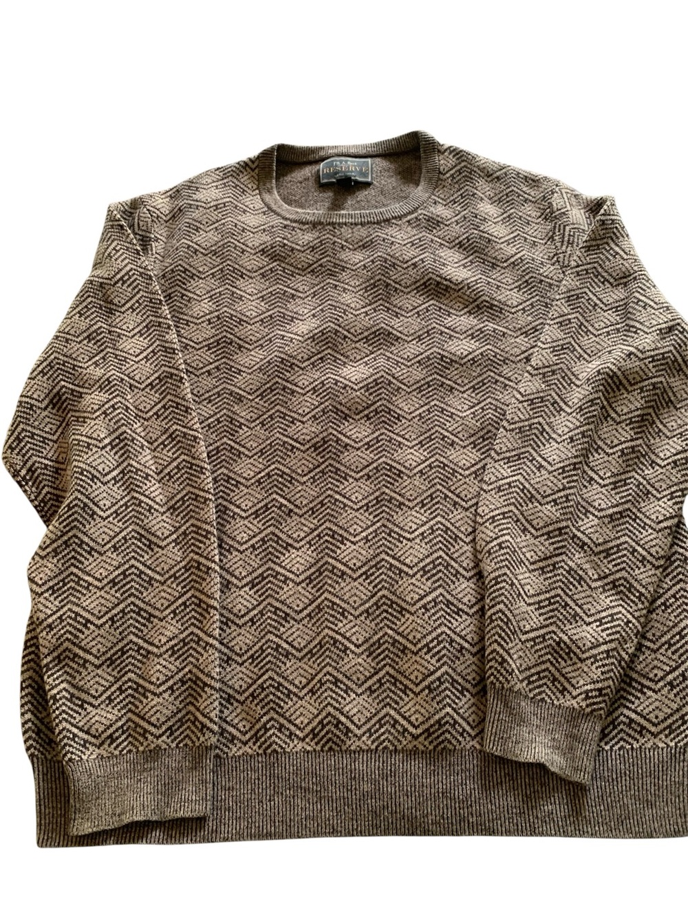 Jos.A. Bank Reserve Vintage Men's Brown Patterned Crewneck Sweater, size XXL